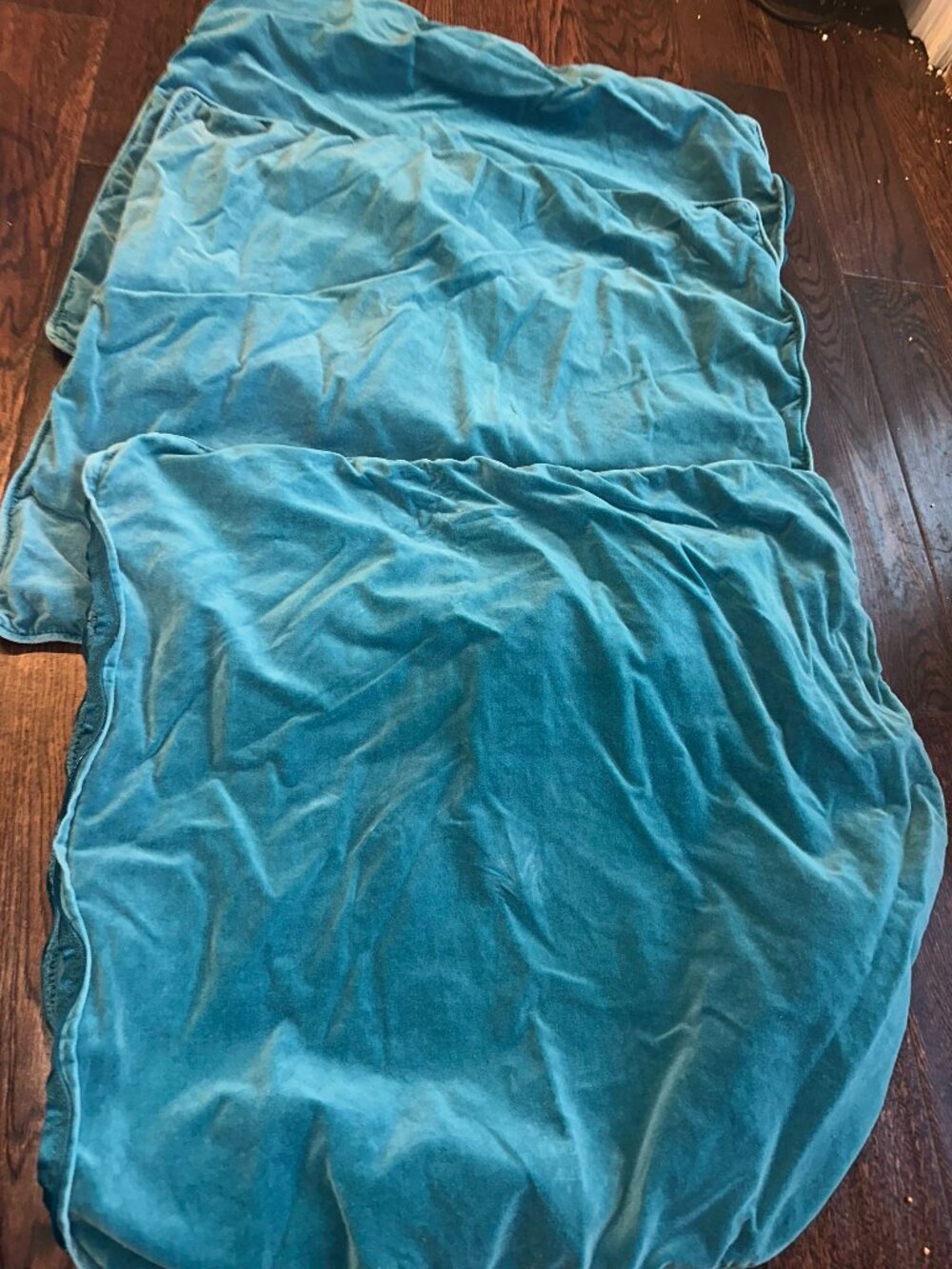 IKEA Sanela Teal Blue Velvet Cushion Covers Square Euro Sham Set of 2